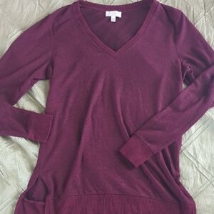 Lucky Brand Burgundy V-Neck Sweater
